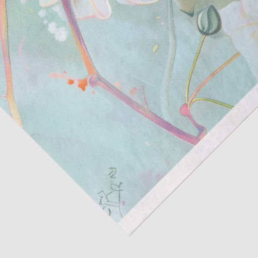 Koraal Groene Dragonfly Bloemen Decoupage Tissuepapier (Detail)