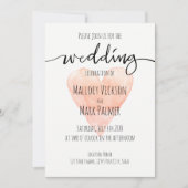 Koraal handgeschreven typografie bruiloft uitnodig kaart (Voorkant)