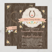 Koraal Hoefijzer Hart Westerne bruiloft Kaart (Voorkant / Achterkant)