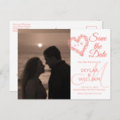 Koraal Houtig Huwelijk Save The Date Jouw Foto Uitnodiging Briefkaart (Voorkant / Achterkant)