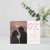 Koraal Houtig Huwelijk Save The Date Jouw Foto Uitnodiging Briefkaart (Staand voorkant)