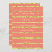 Koraal Huwelijksuitnodigingen Met Goud Folie Effec Kaart (Voorkant / Achterkant)