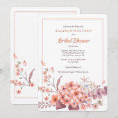 Koraal Hydrangea Uitnodiging (Voorkant / Achterkant)