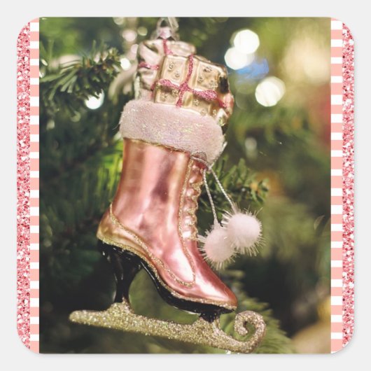 Koraal Ice Schaats Kerst sticker (Voorkant)