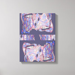 Koraal & Indigo Abstracte Vloeiende Vormen Canvas Afdruk