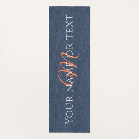 Koraal Initiaal, Naam Blue Denim Print Yogamat (Voorkant)