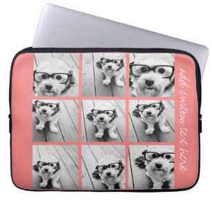 Koraal Instagram Foto Collage met 9 foto's Laptop Sleeve