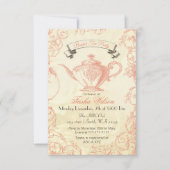 Koraal Ivory Rozen  Bridal Tea nodigt uit Kaart (Voorkant)