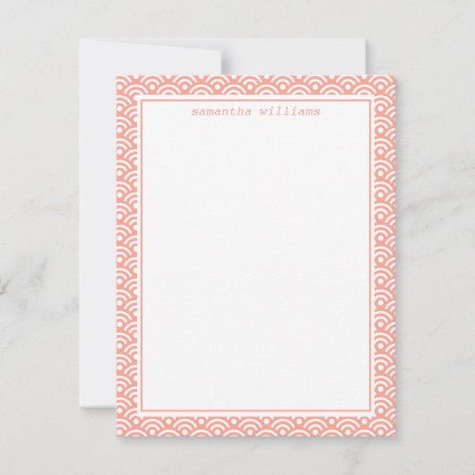 Koraal Japans Seigaiha Pattern Kaart (Voorkant)