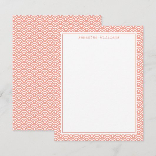 Koraal Japans Seigaiha Pattern Kaart (Voorkant / Achterkant)