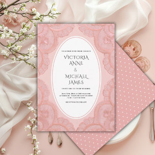 Koraal Kant Whimsical Vintage Trouwfeest Kaart
