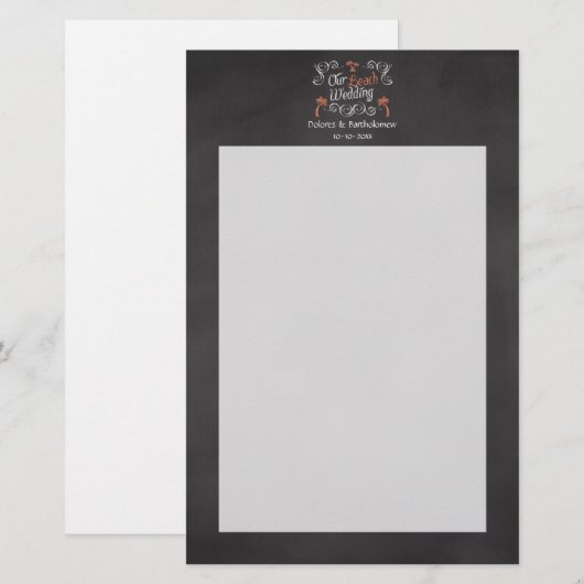 Koraal karton-kartonnen strand bruiloft briefpapier (Voorkant / Achterkant)