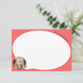 Koraal Kind Foto en Speech Bubble Dank u kaart (Staand voorkant)