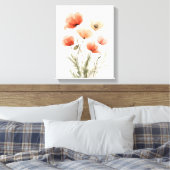 Koraal Klaprozen Aquarel Bloemenprint Canvas Afdruk (Insitu (Slaapkamer))