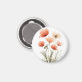 Koraal Klaprozen Aquarel Bloemenprint Magneet (Voorkant / Achterkant)