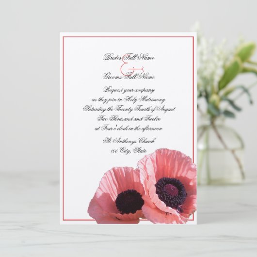 Koraal Klaprozen Kaart (Staand voorkant)