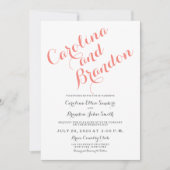 Koraal Klassiek Script Elegante bruiloft uitnodigi Kaart (Voorkant)