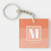 Koraal Kleur Blokken Aangepaste Monogram Naam Sleutelhanger (Voorkant)