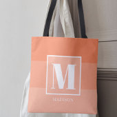 Koraal Kleur Blokken Aangepaste Monogram Naam Tote Bag