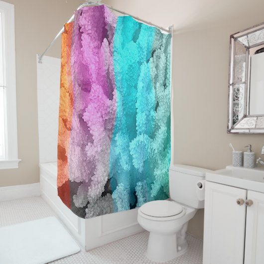 Koraal Kleur Burst Douchegordijn (In situ)