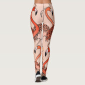 Koraal Kleur Flamingo's Leggings (Achterkant)