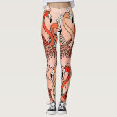 Koraal Kleur Flamingo's Leggings (Voorkant)
