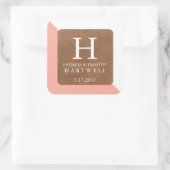 Koraal Kleur Split Faux Lederen Patch Bruiloft Vierkante Sticker (Tas)