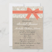 Koraal Lace Burlap Bridal Shower Kaart (Voorkant)