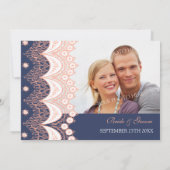 Koraal Lace Pattern Foto Weddenschap Kaarten (Achterkant)