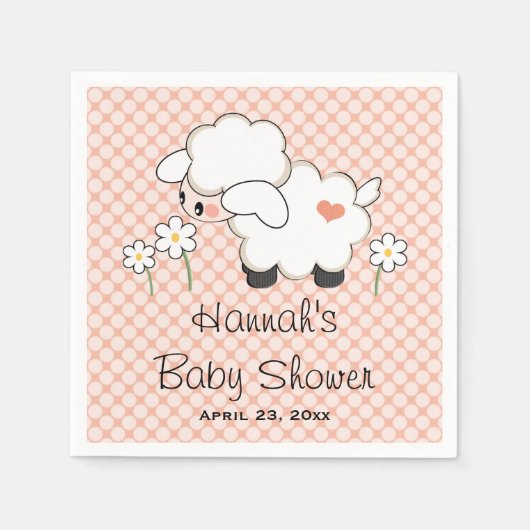 Koraal Lamb Baby shower Servet (Voorkant)
