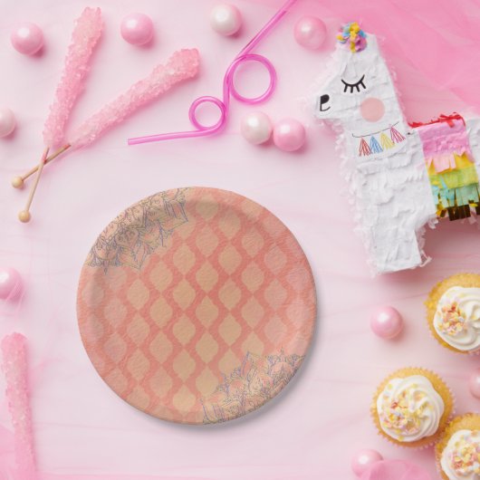 Koraal Lavendel Goud Marokkaanse Arabische bruilof Papieren Bordje (Feest)