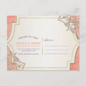 Koraal Lavendel Goud Marokkaanse Glam Bewaar de Da Aankondigingskaart (Achterkant)