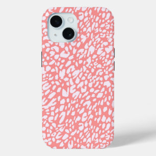 Koraal Leopard Print Patroon iPhone 15 Case