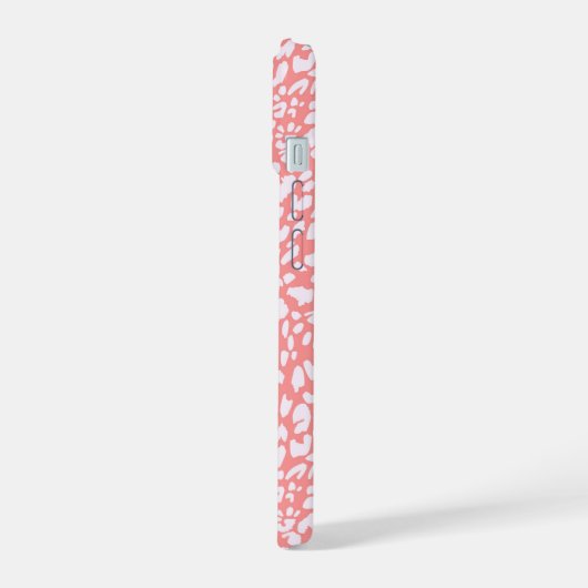 Koraal Leopard Print Patroon iPhone 15 Case (Linkerkant)