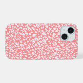 Koraal Leopard Print Patroon iPhone 15 Case (Achterkant horizontaal)