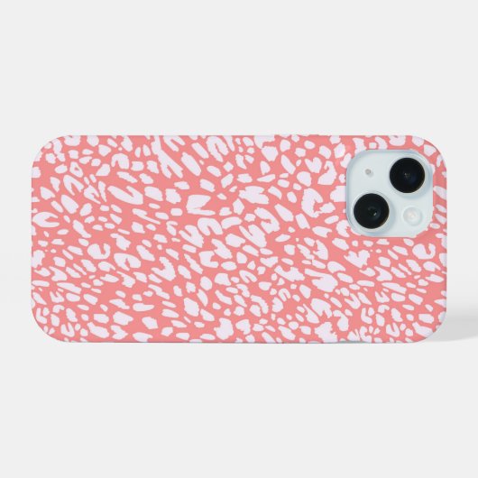 Koraal Leopard Print Patroon iPhone 15 Case (Achterkant horizontaal)