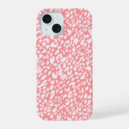 Koraal Leopard Print Patroon iPhone 15 Case (Achterkant)