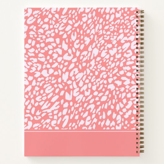 Koraal Leopard Print Patroon | Jouw namen toevoege Notitieboek (Achterkant)