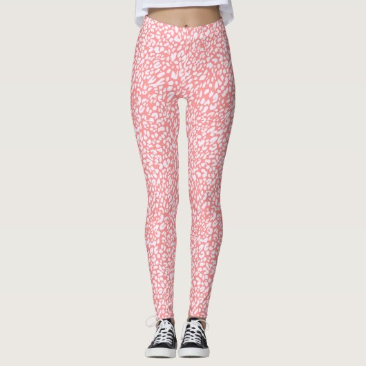 Koraal Leopard Print Patroon Leggings (Voorkant)