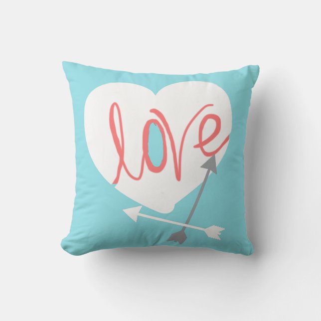 Koraal Liefde Hart Pijlen Worp Kussen Cushion (Voorkant)
