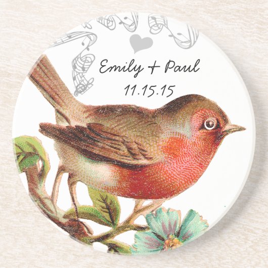 Koraal  Liefde Vogel Onderzetters (Voorkant)