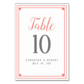 Koraal Lijst Trouwreceptie Tafel Nummer Kaart (Achterkant)