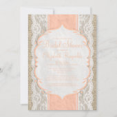 Koraal Linen Burlap Lace Bridal Shower Invitaties Kaart (Voorkant)