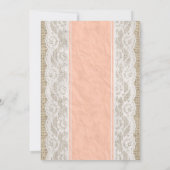 Koraal Linen Burlap Lace Bridal Shower Invitaties Kaart (Achterkant)