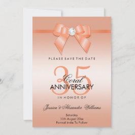 Koraal lint en strik 35e trouwjubileum save the date
