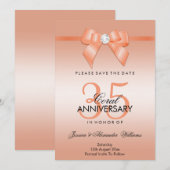 Koraal lint & strik 35e trouwdagjubileum save the date (Voorkant / Achterkant)