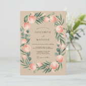 Koraal Loof Beige Eucalyptus Bruiloft Kaart (Staand voorkant)