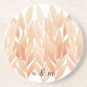 Koraal Loofwerk Aquarel Monogram Zandsteen Onderzetter