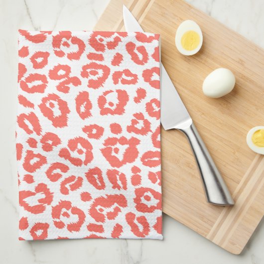 Koraal Luipaard Patroon Theedoek (Quarter Fold)