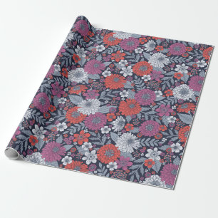 Koraal, magenta en blauwzink cadeaupapier